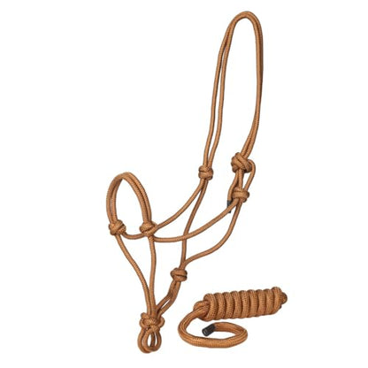 TuffRider Rugged Rope Halter with Matching 6 Foot Lead - color: Brown
