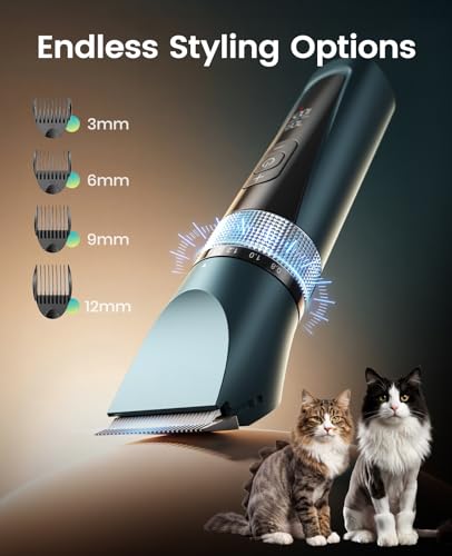 oneisall Cat Clippers for Matted Hair, 5-Speed Quiet Cat Grooming kit - color: Green