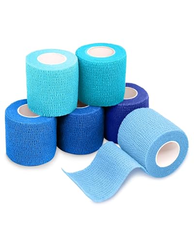 FriCARE Self Adhesive Bandage Wrap, Medical Tape in First Aid Kit, Ocean | Elastic Cohesive Bandages for Sports/Vet/Wrist Ankle Wounds, 2 Inches X 5 Yards, Latex-free 6 Rolls - color: Ocean