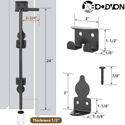 24 Inch Cane Bolt Gate Drop Rod Heavy Duty Gate Hardware, Gate Ground Latch for Wooden Fences, Metal Gates Doors Stopper for Gate Ground, Wrought Iron Gate Latches, Black Finish(1 Pack) - size: 24 Inch