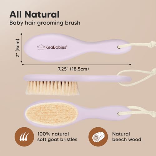 KeaBabies Baby Hair Brush and KeaBabies Diaper Caddy Organizer - Wooden Brush with Soft Goat Bristles, Organizer for Nursery, Cradle Cap Hairbrush