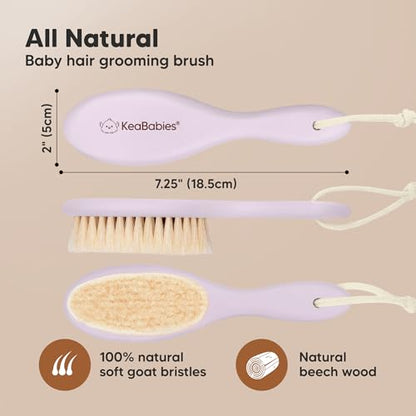 Wooden Baby Hair Brush for Toddler, Infant Cradle Cap (Thistle, Regular) - color: Thistle, size: Oval, Regular 7"