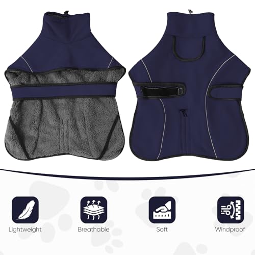 Dotoner Waterproof Dog Coat Warm Fleece Lined Jacket Reflective Winter Pet Apparel for Small Medium Large Dogs with Leash Opening Adjustable Neck & Tail Drawstring - color: Blue, size: Medium