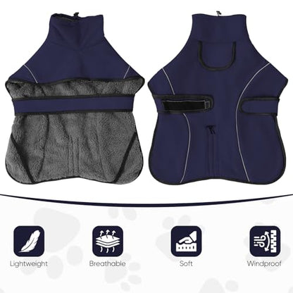 Dotoner Waterproof Dog Coat Warm Fleece Lined Jacket Reflective Winter Pet Apparel for Small Medium Large Dogs with Leash Opening Adjustable Neck & Tail Drawstring - color: Blue, size: Medium