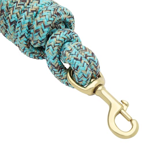 Weaver Equine 10' Horse Cowboy Lead Rope with Brass Snap - color: Turquoise/Brown/Tan