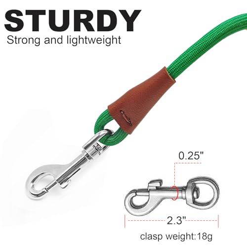 Small Dog Leash 1/4" by 6/8/10FT Lightweight Strong Rope Leash - color: dark green, size: 1/4" x 8'