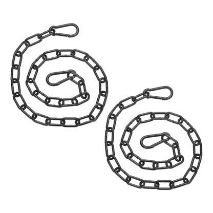 PATIKIL 2 Pcs Gate Chain Lock, 31 in x 4mm Chain Dia Alloy Steel Hanging Chain Lock with 2 Open Clasps for Stall Barn Fence Gate Hammock Swing Punching Bags Sandbag Yoga Gym, Black - size: 31inch x 4mm