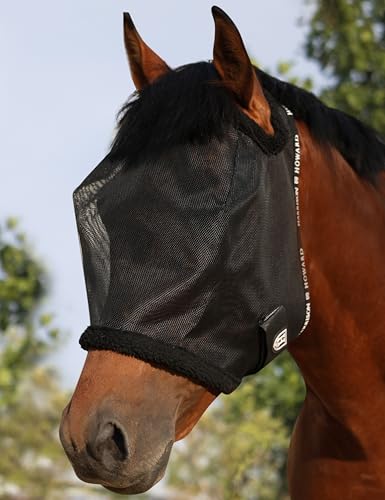 Harrison Howard All Round Mesh Horse Fly Mask UV Protective with Fleece Padded Edging Black M - color: Black, size: Medium (Arabian)