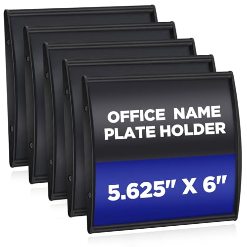 Yaocom Set of 5 Curved Name Plate Holder for Doors 5.625" x 6", Black - color: Black