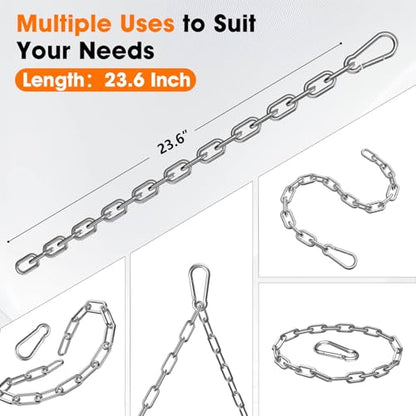 Gate Chain Lock, 23.6 Inch Chain Fence Gate Latch, Silver Dia 4mm-1Pc - color: Silver Dia 4mm-1Pc