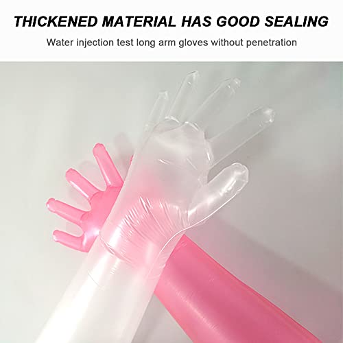 50 Disposable Field Dressing Gloves Veterinary Insemination Rectal Long Gloves, Extra Long Sleeve Full Arm - color: Red