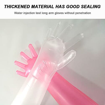50 Disposable Field Dressing Gloves Veterinary Insemination Rectal Long Gloves, Extra Long Sleeve Full Arm - color: Red