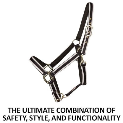 Schneiders Padded Reflective Breakaway Halter for Horses | Adjustable Fit | Safety Leather Tab | Night-Time Visibility - size: Oversize