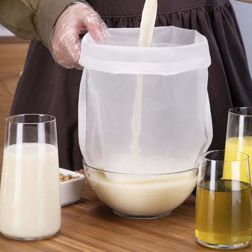 Reusable Fine Mesh Strainer Bag For Cheese Nut Milk, Cream Separator For Raw Milk, Cloth Liquid Strainer For Juice Tea Coffee Butter Yogurt (6Pcs) - size: 6Pcs