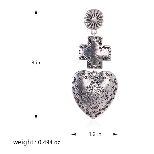 Montana West Rustic Couture's Western Concho Dangle Drop Earrings for Women - color: C-Silver