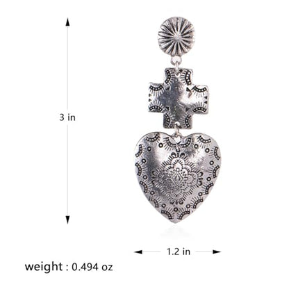 Montana West Rustic Couture's Western Concho Dangle Drop Earrings for Women - color: C-Silver