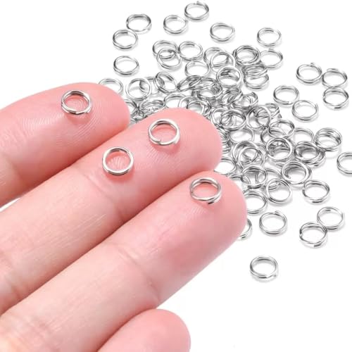 200pcs Silver Jump Ring Split Keyring Mental Connectors for Keychains, Jewelry Making, Pet Collars, Crafts 6mm - size: 6mm