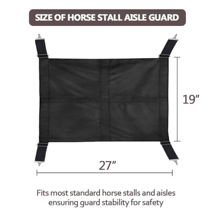 Horse Stall Guard for Horses Heavy Duty Stall Barrier with Adjustable Straps Reinforced Metal Hooks for Barn Stable Aisle Trailer Tack Room，27 Inch
