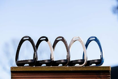 LeMieux Vector Control Stirrup - New Generation - Spring Loaded Hinged Arm - Cross Track Grip Surface - color: Navy