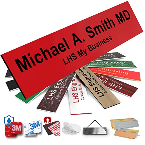 Custom Engraved Office Door Name Plate & Desk Signs, Red, 2x4 - color: B14 - Red & Black Lettering, size: 2in x 4in (5.1cm x 10.1cm)