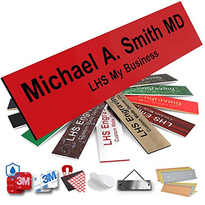 Custom Engraved Office Door Name Plate & Desk Signs, Red, 2x4 - color: B14 - Red & Black Lettering, size: 2in x 4in (5.1cm x 10.1cm)