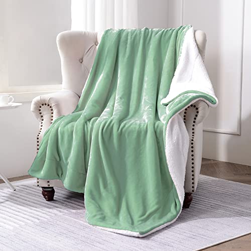 SOCHOW Sherpa Fleece Throw Blanket, Celadon, 50x60 inches | Double-Sided Super Soft Luxurious Plush Blanket Throw Size - color: Celadon, size: 50"×60"