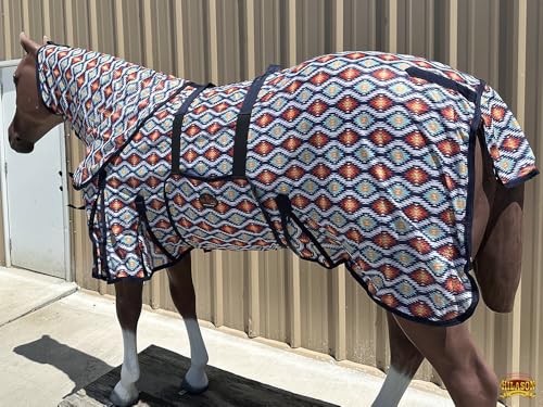 HILASON Horse Fly Sheet Breathable Mesh UV Protection Mosquito Bug Summer - color: Aztec, size: 66 In