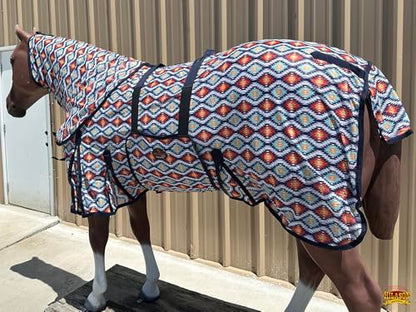 HILASON Horse Fly Sheet Breathable Mesh UV Protection Mosquito Bug Summer - color: Aztec, size: 66 In