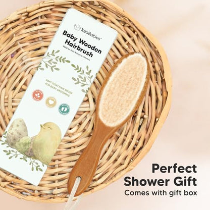 Wooden Baby Hair Brush for Toddler, Infant Cradle Cap (Golden Oak, Regular) - color: Golden Oak, size: Oval, Regular 7"