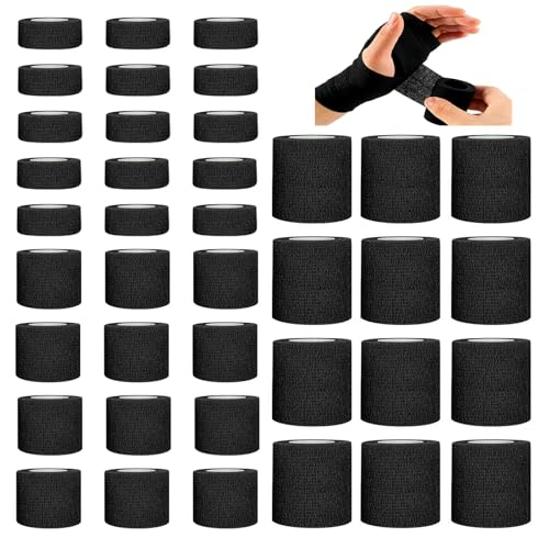 BIRDDIE 39 Packs 1"/2"/3" Black Self Adherent Bandage Wrap - color: Black Bandage-39