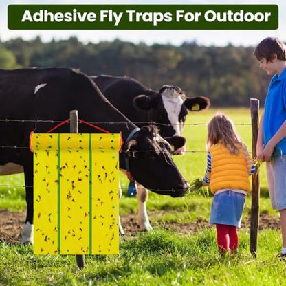 Qualirey 5 Pcs Giant Flypaper Fly Traps, 295ft Sticky Yellow - color: Yellow and Green