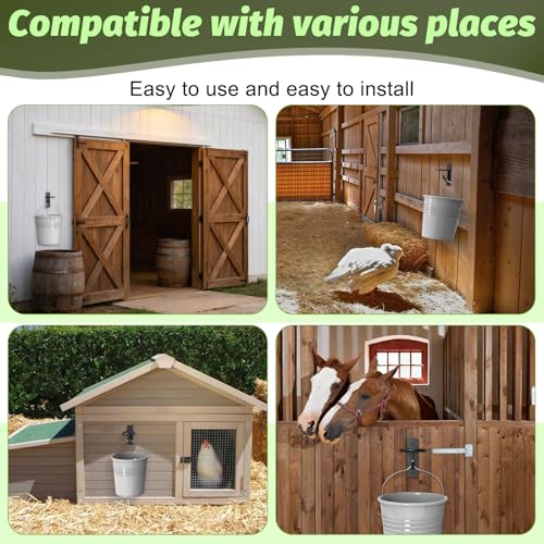 Black Metal Horse Stall Bucket Hanging Hooks