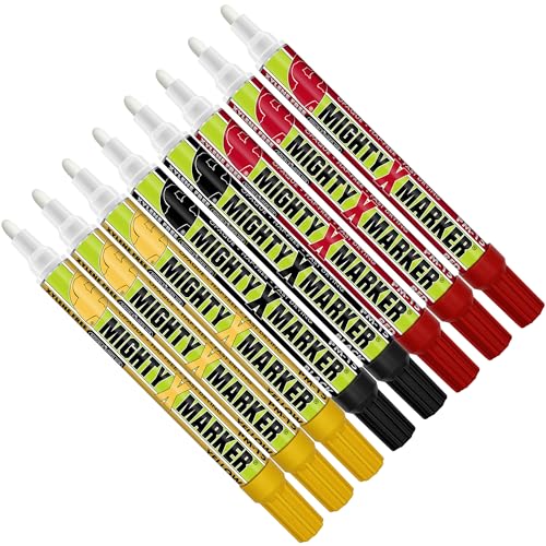 PM-15 Industrial Paint Marker - Xylene Free Permanent Paint Pens for Metal, Glass & Non-Porous Surfaces - 10ml - Quick Dry, High Opacity - 8 Pack (2 Black, 3 Yellow, 3 Red) - color: 2 Black, 3 Yellow, 3 Red