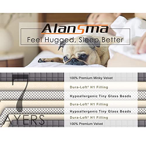 ALANSMA Reversible Weighted Blanket for All Season, Luxury Velvet, Warm and Cool, Adult 7Lb Grey Weighted Blanket, Enjoy Sleeping Anywhere(Grey,40"x60" 7lbs) - color: Grey, size: 40''x60'' 7lbs