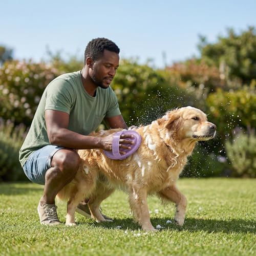 Rubber Curry Brush Purple Flexible Grooming Tool for Horses and Dogs, Comfortable Hand Strap, Helps Lift Loose Hair, Rinses Clean, Easy Grip - color: Purple
