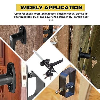 shed Door Latch shed Door Handle with 5-1/2" Stem,shed Door Lock Matching Set Includes 5 Keys forPlayhouses, shed Latch Chicken Coops,Camper, RV, Garage Door(Black) - size: 5.5inch L