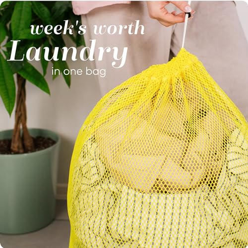 Handy Laundry Mesh XL Laundry Bag 24"x36" 2-Pack, Heavy Duty, Yellow - color: Yellow