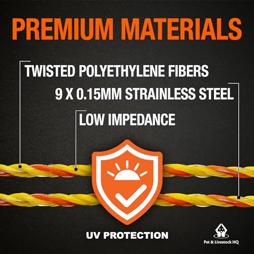 Pet & Livestock HQ - 3280ft Electric Polywire Fence with 5 Mile Charger and 100 Insulators - 3 Product Bundle