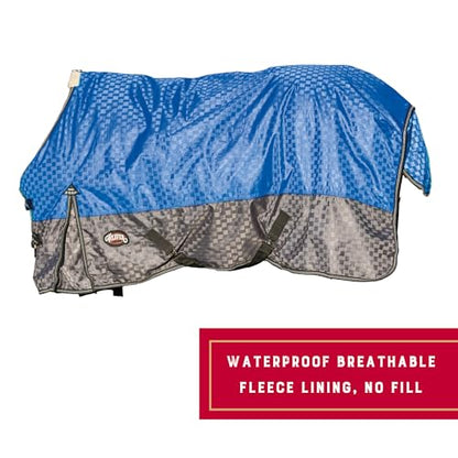 Weaver Equine 600D Premium Turnout Horse Rain Sheet with Fleece Lining, Breathable Waterproof Horse Turnout Sheet, Multi-Purpose Gear, 69", Blue - size: 69"