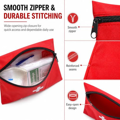 QCWN 12 Pack Empty First Aid Bag Mini Medical Kit Pouch Small Travel Emergency Survival Storage Bags for Car Home Hiking Camping Waterproof Red - size: 12 Pack