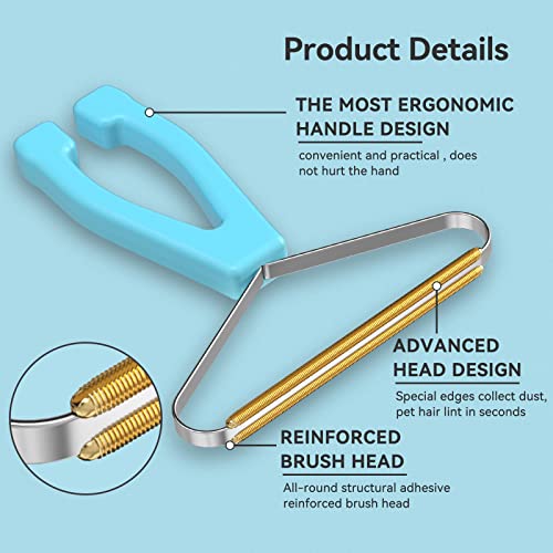 Pet Hair Remover, Dog and Cat Hair Remover, Carpet Rake, Carpet Scraper - color: Blue