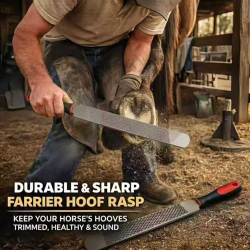 Horse Hoof Rasp 18 Inch T12 Carbon Steel Farrier File with Ergonomic Handle