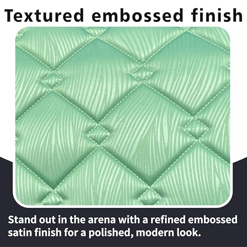 EQUINEWAVE Embossed Satin Saddle Pad – Cooling Moisture-Wicking Lining, Shock-Absorbing Comfort, Contoured Fit for Dressage Riding - color: SAGE GREEN