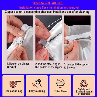 Ultra Fine Mesh Strainer Bags, Reusable 180 Mesh Steel Handle Frame for Filter NutMilk, Coffee, Milk, Butter, Juices and Fresh Cheese 【Ultra Dense-Diameter 7.48 Height 12.59】