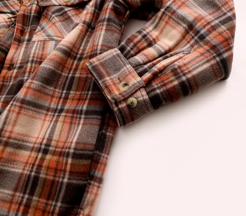 Facitisu Winter Heavy Warm Sherpa Lined Fleece Plaid Flannel Jacket Men Plus Size S-5XL Big&Tall Mens Coat - color: P-brown, size: XX-Large