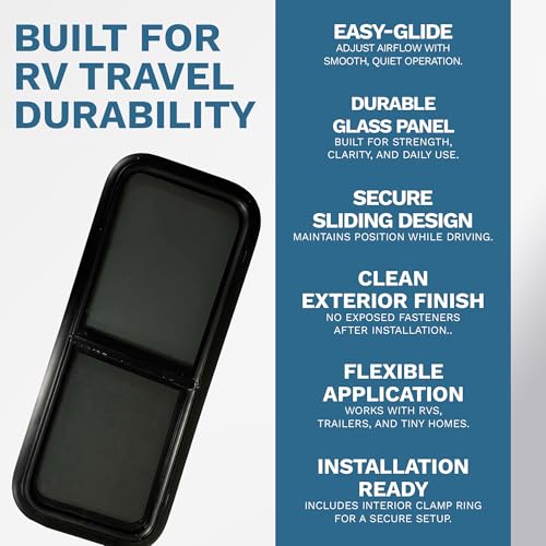 ProCamp RV Window 18x40 | Vertical Slider, Screen & Trim Ring