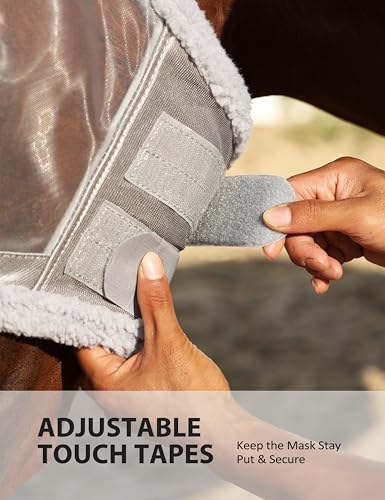Harrison Howard CareMaster Horse Fly Mask UV Protective Fine Mesh with Extra Wool Soft Touch on Skin Moonlight Silver M - color: Moonlight Silver, size: Cob (Medium)