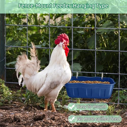 Chicken Feeder Waterer,Hanging Goat Feeders,Feed Trough 3.5 Quart 3 Pack,Hanging Fence Feed Trough for Poultry Livestock,Blue - color: Blue, size: 3.5 Quart (3 Pack)