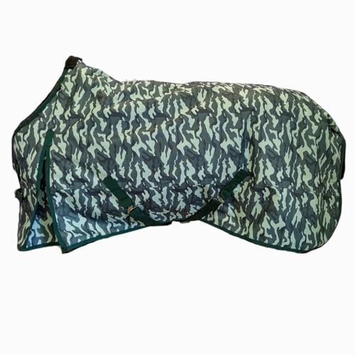 AJ Tack 1200D Waterproof Winter Horse Blanket with Hood - 400g Heavyweight Turnout with Fleece Collar, Shoulder Gussets & Tail Flap - Camouflage 80" - size: 80 Inches Medium