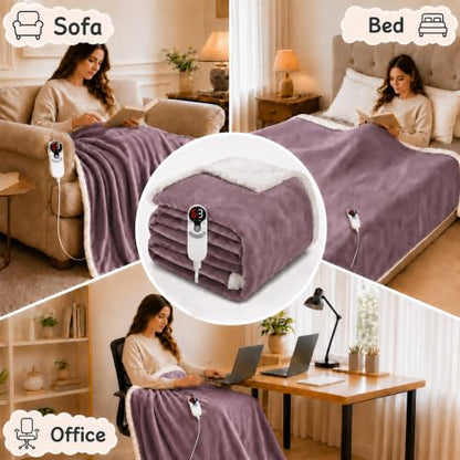 Soypipo Electric Heated Blanket 72"x84", 9 Heat Settings 10-Hour Auto-Off - color: 06-purple, size: Full 72"x84"